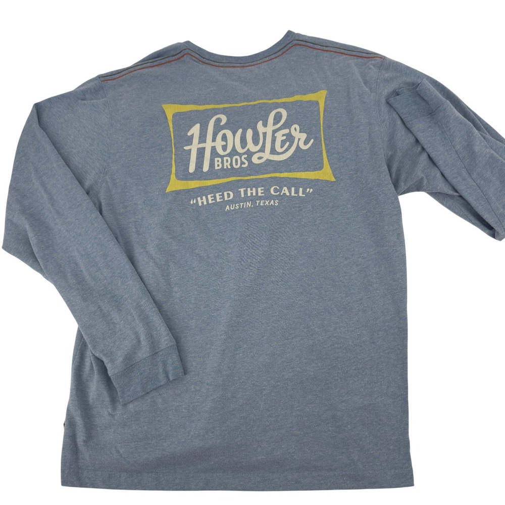 Howler Brothers Long Sleeve T-Shirt Mens Large Blue Heed the Call Graphic Tee